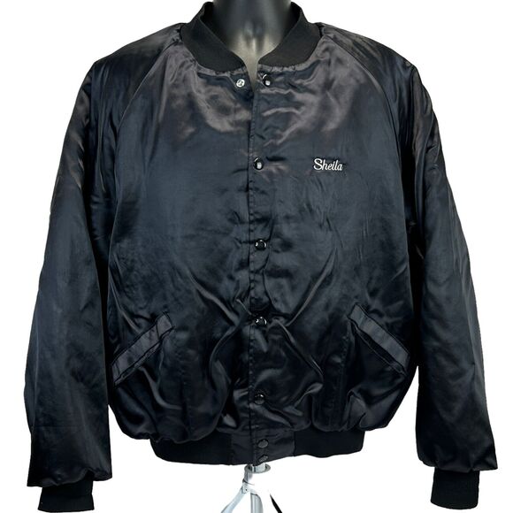 Vintage 90s IBEW Local 383 Satin Jacket Glen Ellyn Illinois Union Black XXL 2XL - Picture 2 of 13